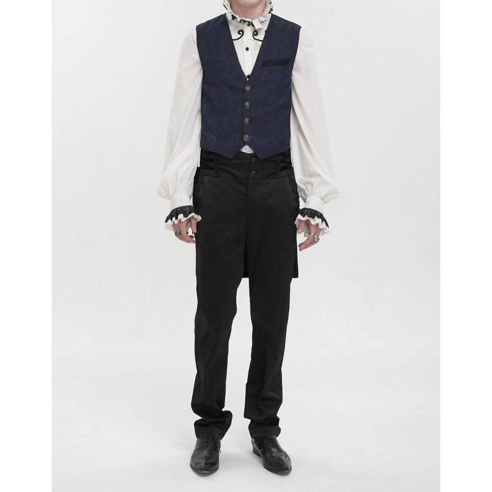 NEW WESTERN F.A.S.H.I.O.N jacquard print long tail vest in blue